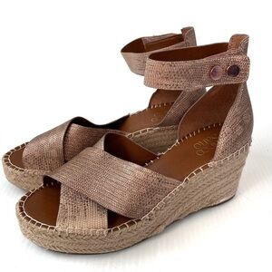 Franco Sarto Carma copper wedge espadrille platform sandals size 8